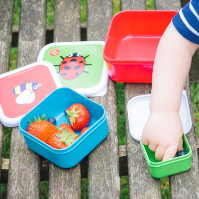 Children's Reusable BPA Free Plactic Snack Boxes Kids Lunch Box Set of 3